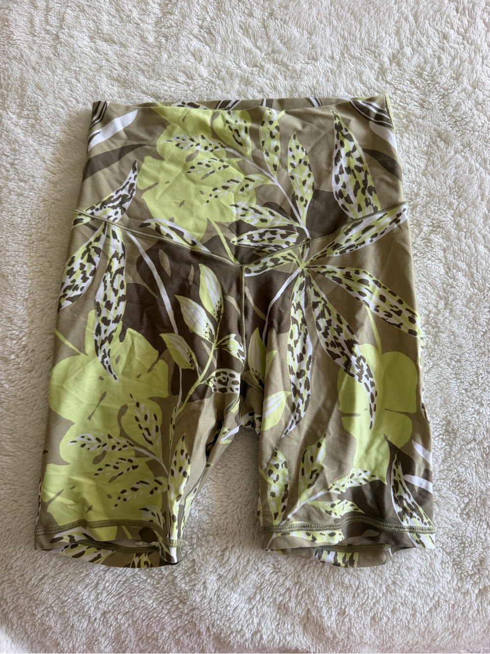 aerie Olive & Lime Floral Bike Shorts